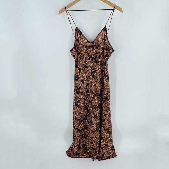 Nili Lotan x Target Brown Paisley Slip Midi Dress Women’s Size Large - Picture 3 of 11